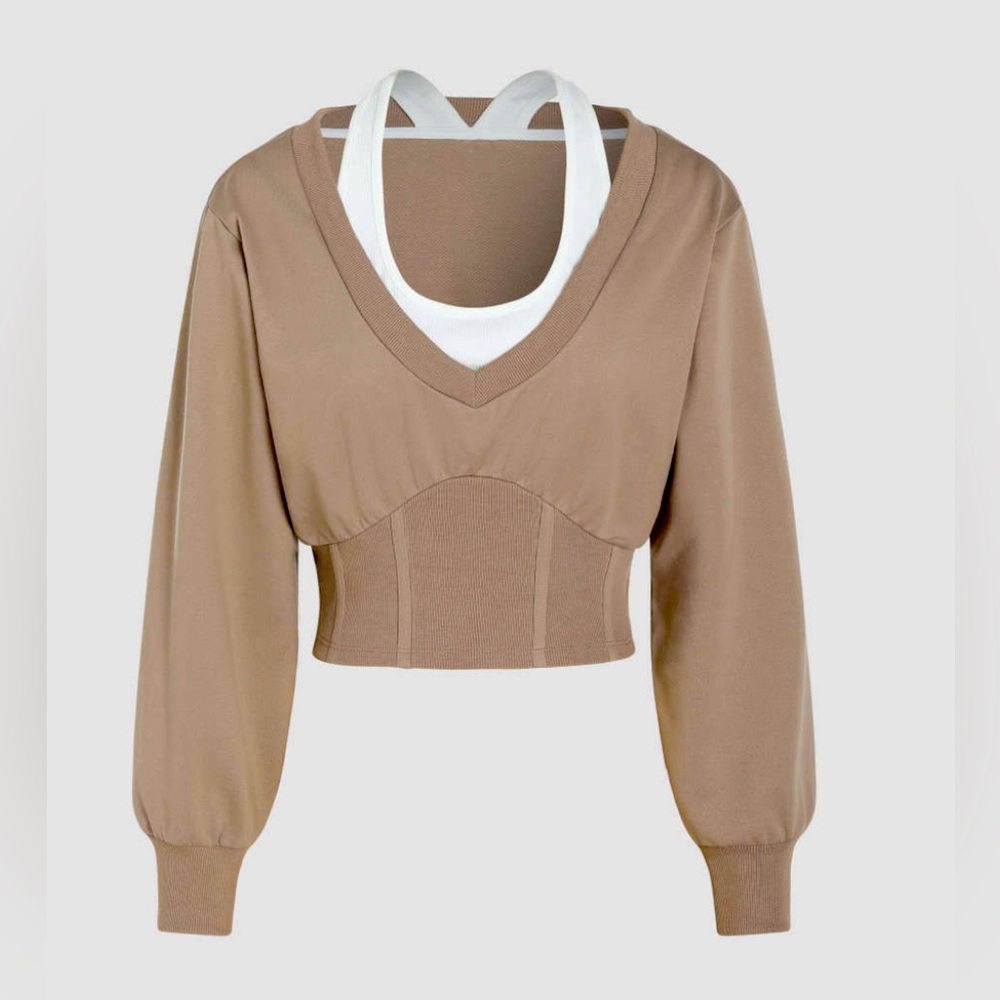Brown Built-in Tank Sweater
